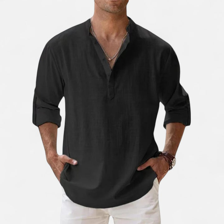 Ariste | Chemise en lin décontractée à manches longues pour hommes