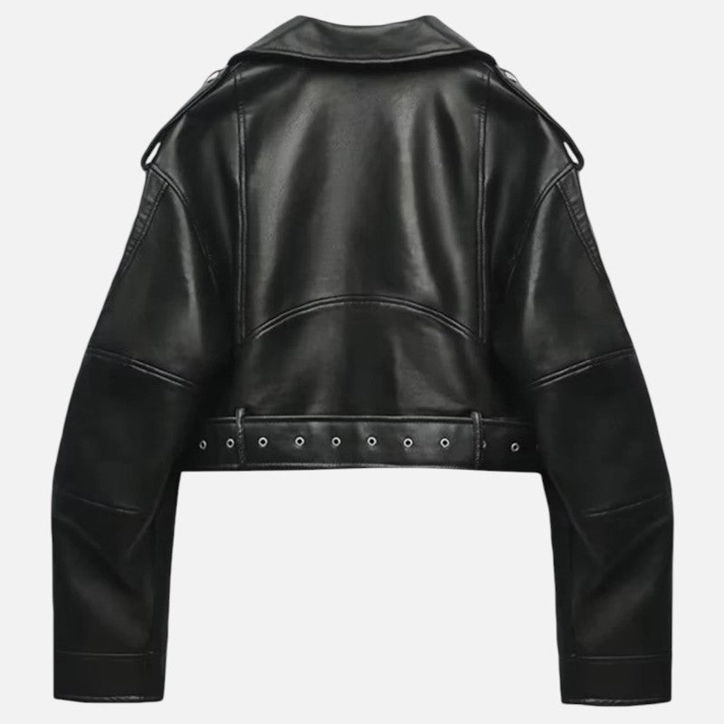Ariste | Veste courte biker en cuir pour femme