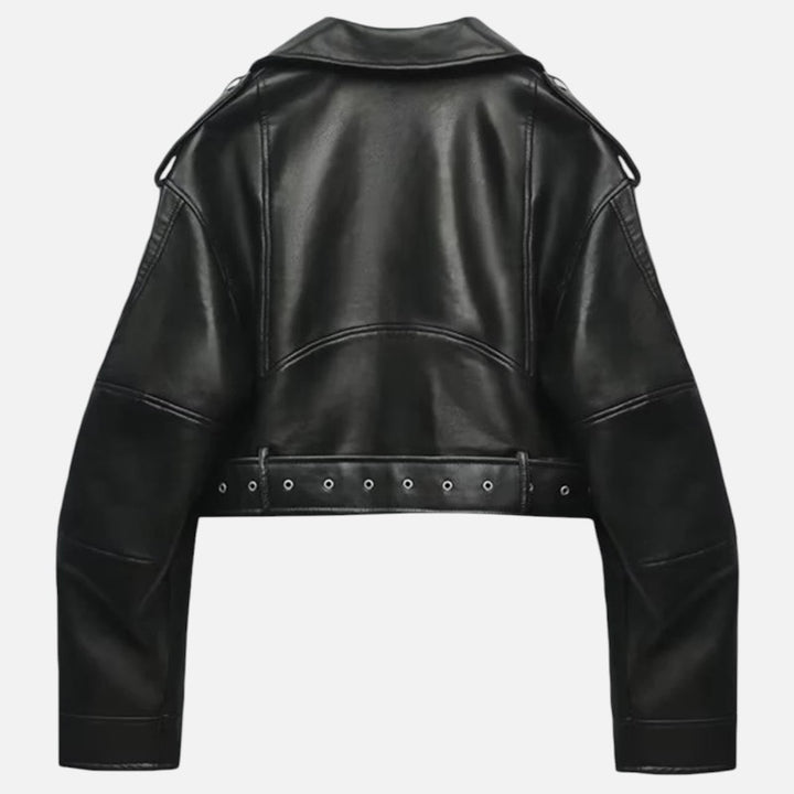 Ariste | Veste courte biker en cuir pour femme