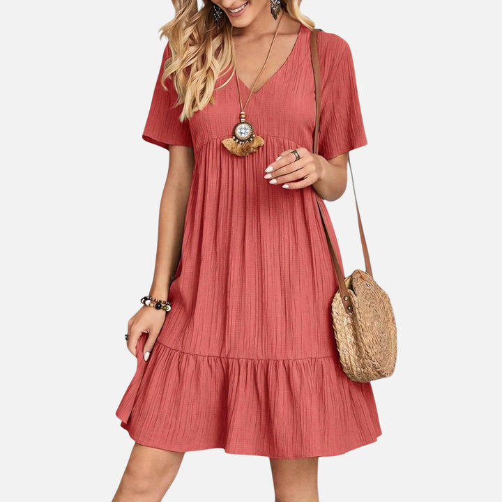 Ariste | Robe ample à col en V et manches courtes pour femme