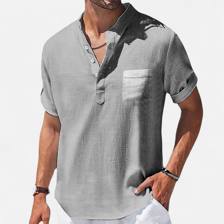 Ariste | Chemise d'été décontractée à manches courtes en lin pour homme