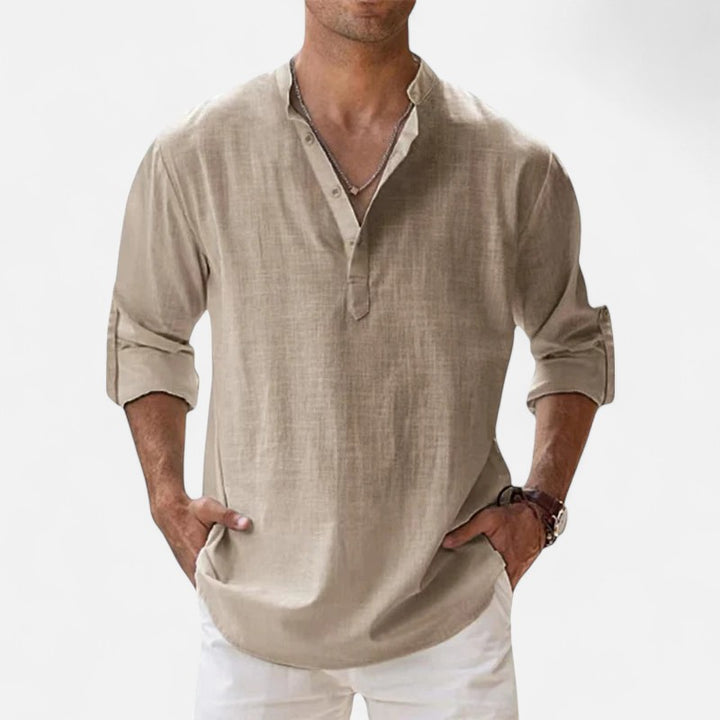 Ariste | Chemise en lin décontractée à manches longues pour hommes