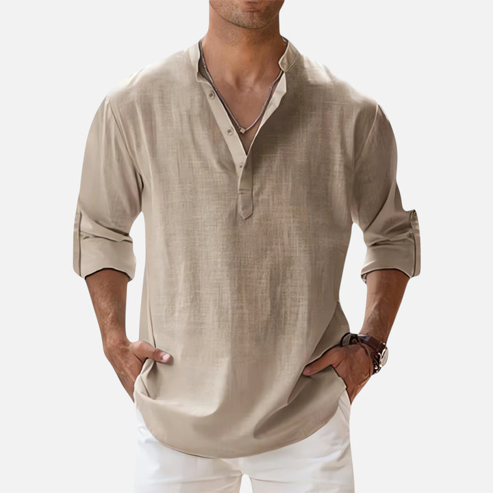 Ariste | Chemise en lin décontractée à manches longues pour hommes