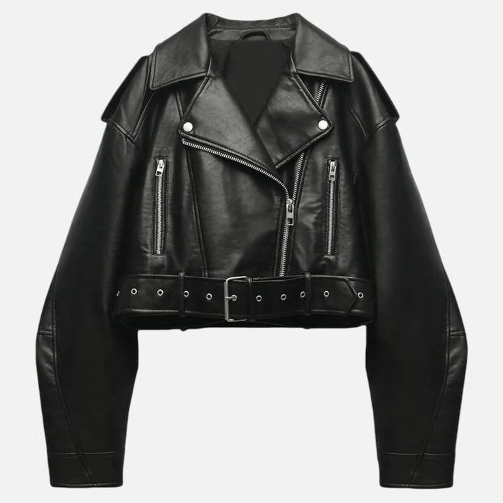 Ariste | Veste courte biker en cuir pour femme