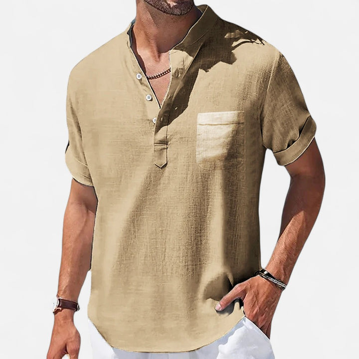 Ariste | Chemise d'été décontractée à manches courtes en lin pour homme