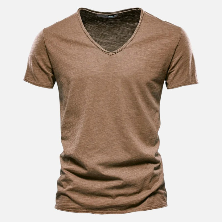 Ariste | T-shirt à col en V et manches courtes en coton pour homme