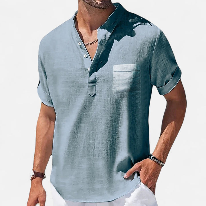 Ariste | Chemise d'été décontractée à manches courtes en lin pour homme