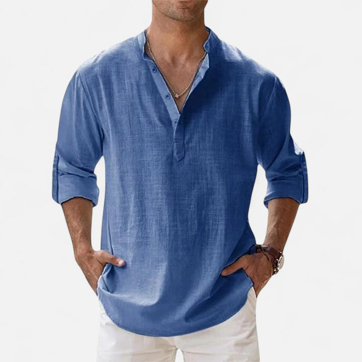 Ariste | Chemise en lin décontractée à manches longues pour hommes
