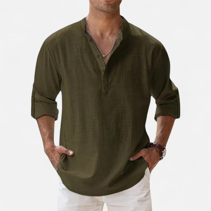 Ariste | Chemise en lin décontractée à manches longues pour hommes