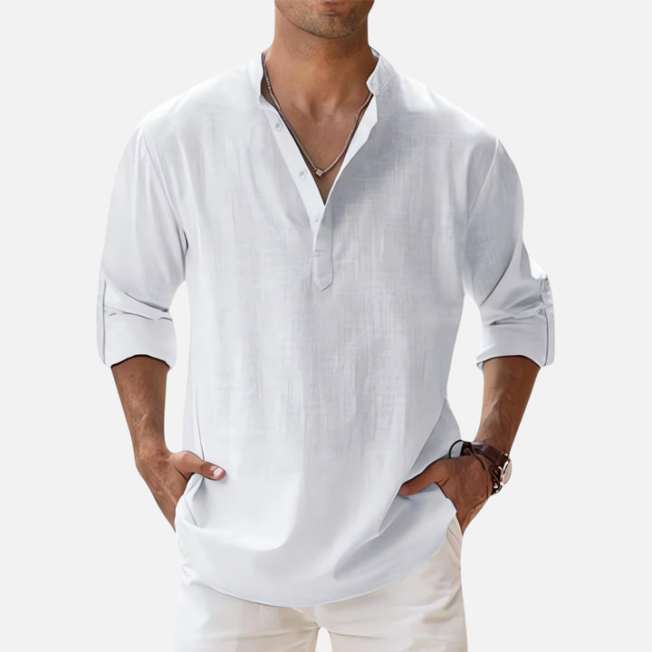Ariste | Chemise en lin décontractée à manches longues pour hommes