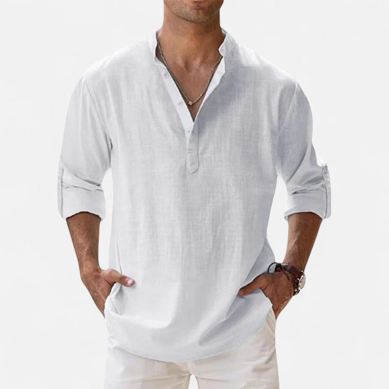 Ariste | Chemise en lin décontractée à manches longues pour hommes