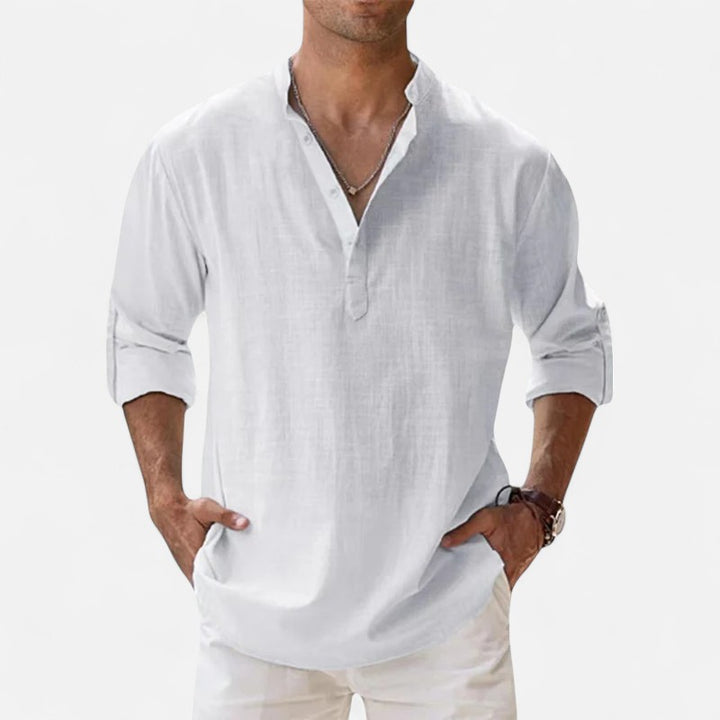 Ariste | Chemise en lin décontractée à manches longues pour hommes