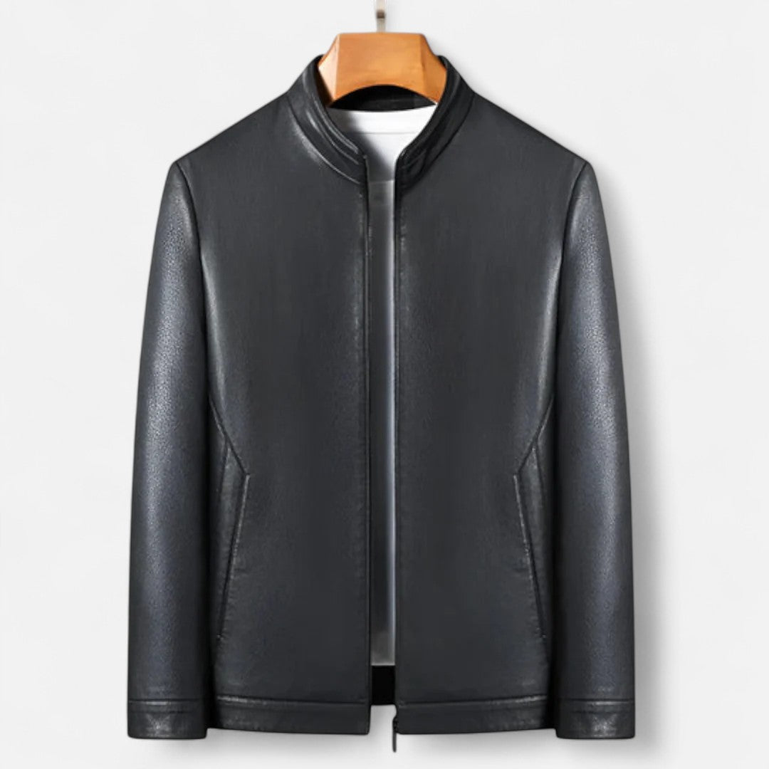 Ariste | Veste en cuir de mouton haut de gamme avec col montant