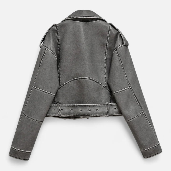 Ariste | Veste biker courte vintage en simili cuir pour femme