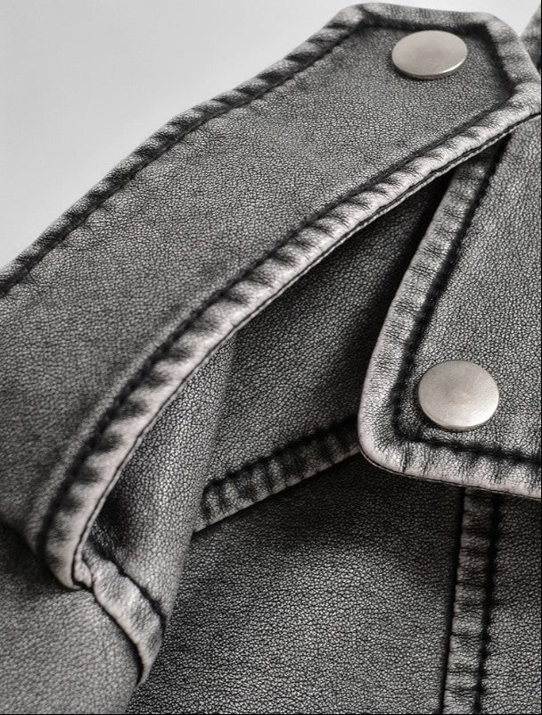 Ariste | Veste biker courte vintage en simili cuir pour femme