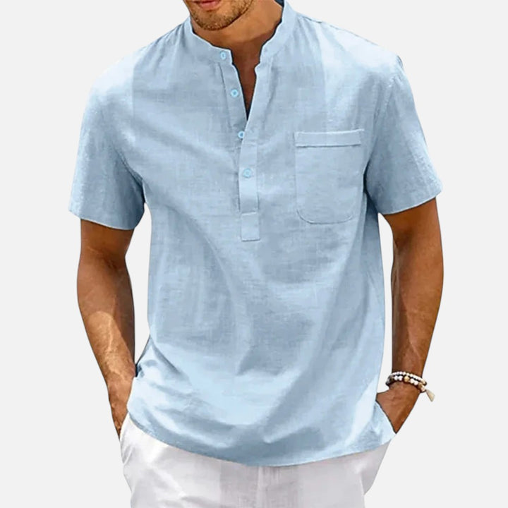 Ariste | Chemise à manches courtes en coton et lin pour hommes