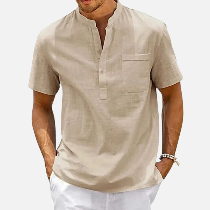 Ariste | Chemise à manches courtes en coton et lin pour hommes