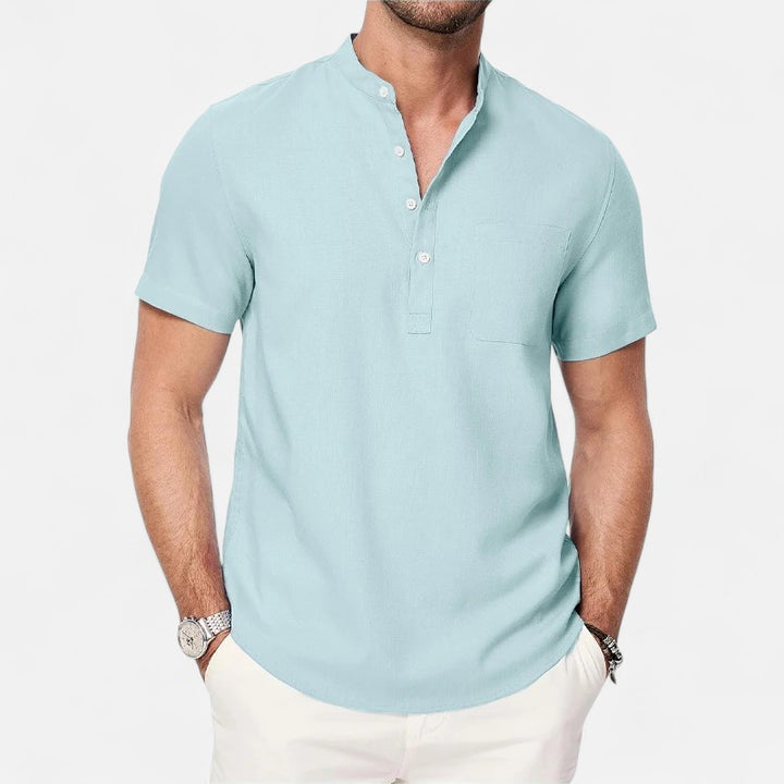 Ariste | T-shirt Henley décontracté à manches courtes pour homme