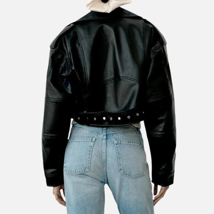 Ariste | Veste courte biker en cuir pour femme