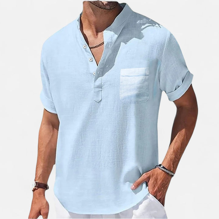 Ariste | Chemise d'été décontractée à manches courtes en lin pour homme