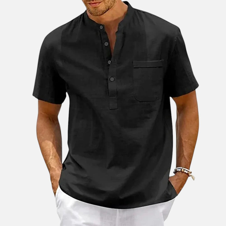 Ariste | Chemise à manches courtes en coton et lin pour hommes