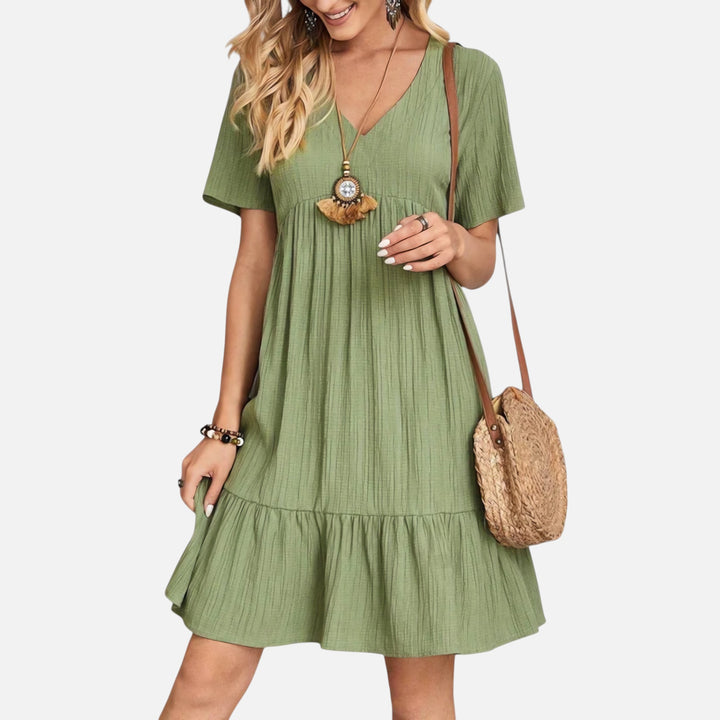 Ariste | Robe ample à col en V et manches courtes pour femme