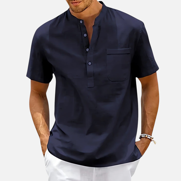 Ariste | Chemise à manches courtes en coton et lin pour hommes