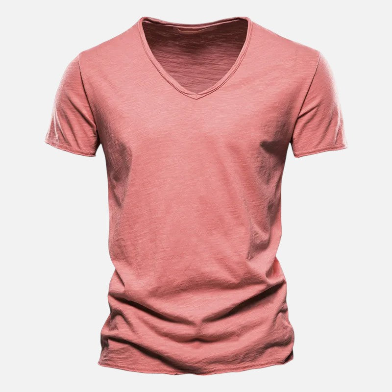 Ariste | T-shirt à col en V et manches courtes en coton pour homme