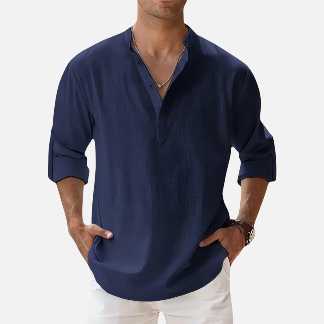Ariste | Chemise en lin décontractée à manches longues pour hommes
