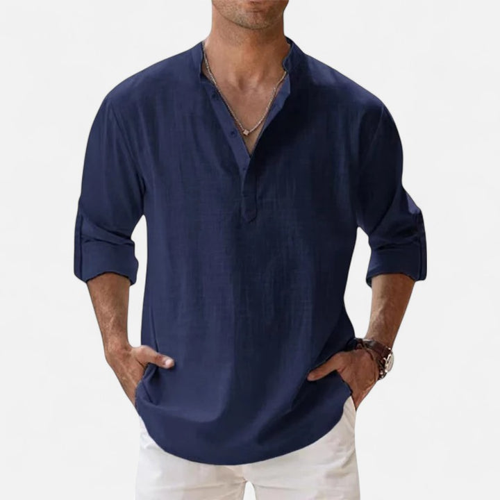 Ariste | Chemise en lin décontractée à manches longues pour hommes