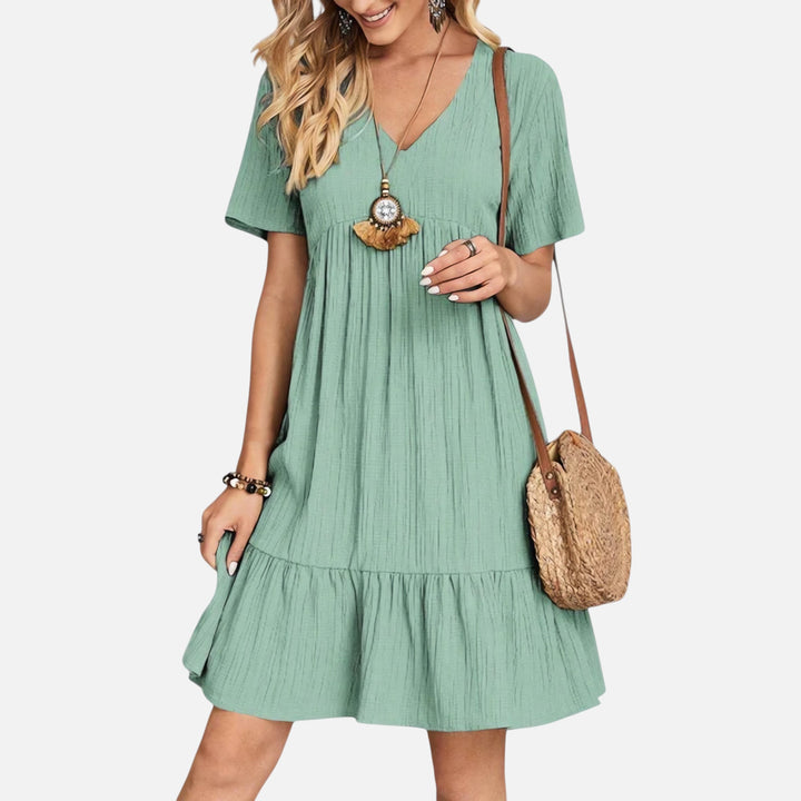 Ariste | Robe ample à col en V et manches courtes pour femme