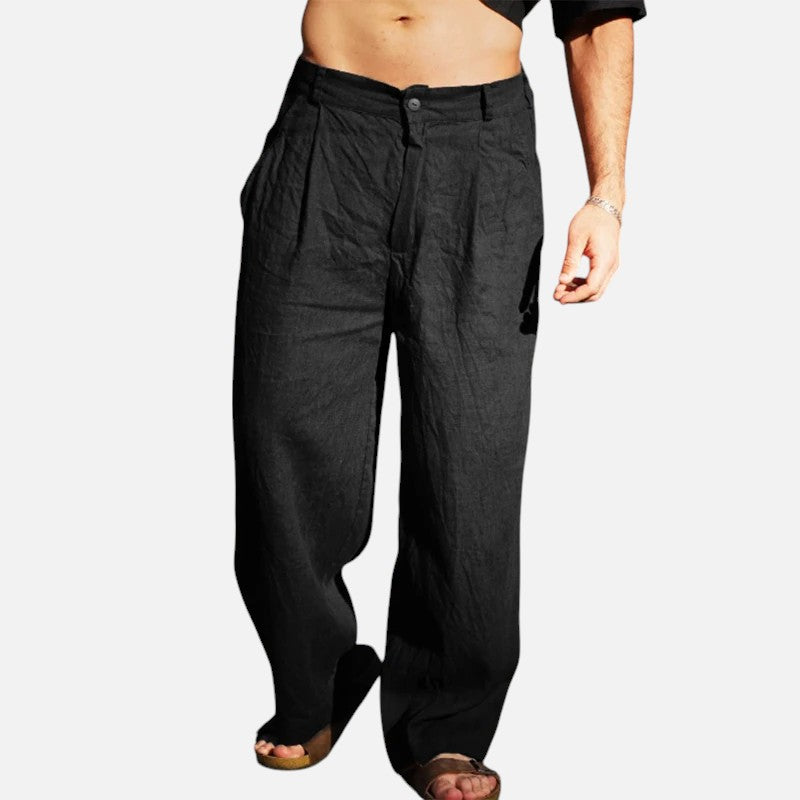 Ariste | Pantalon décontracté ample en coton et lin pour homme