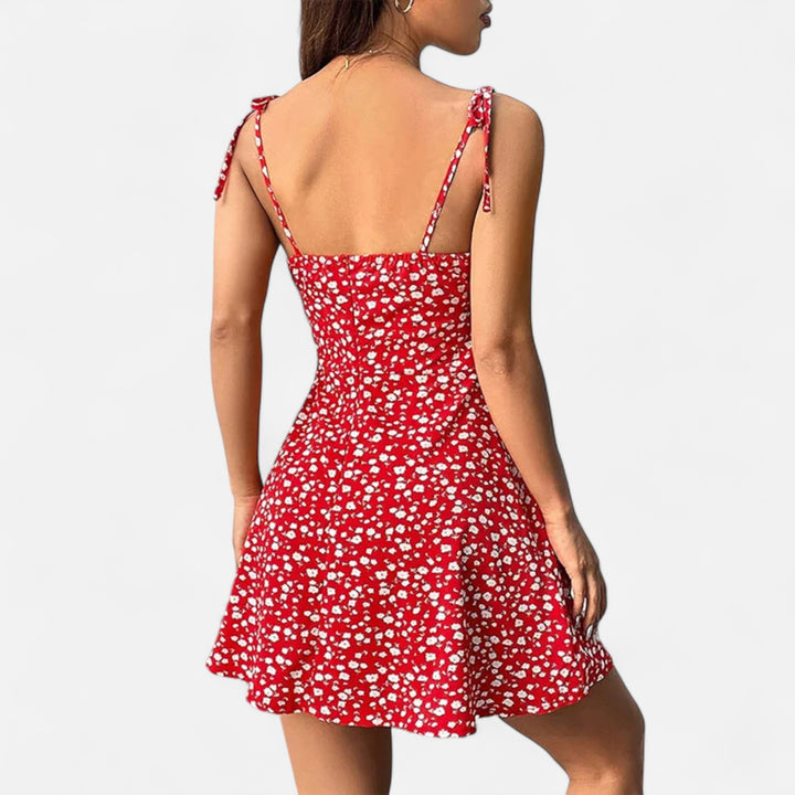 Ariste | Robe courte à bretelles fines et fleurs pour femme