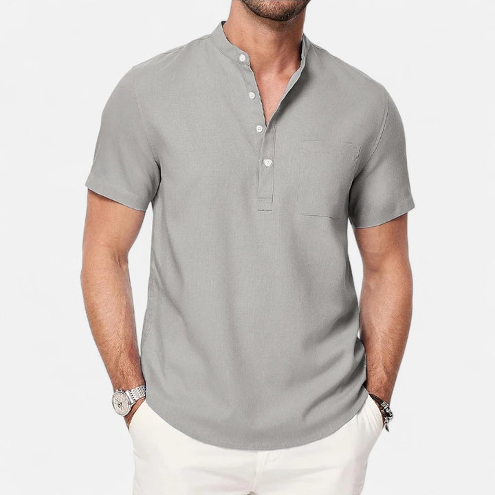 Ariste | T-shirt Henley décontracté à manches courtes pour homme
