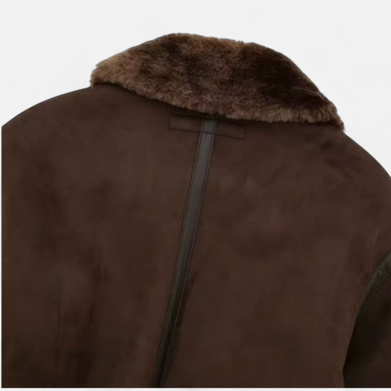 Ariste | Veste aviateur courte doublée en fausse fourrure pour femme
