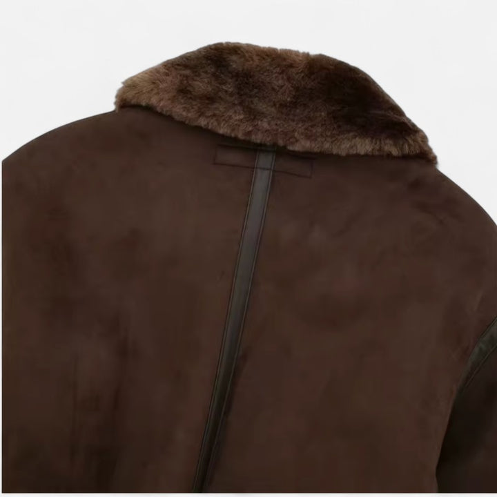 Ariste | Veste aviateur courte doublée en fausse fourrure pour femme