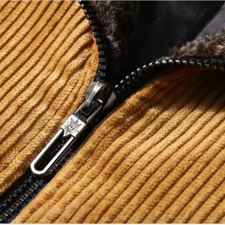Ariste | Manteau d'hiver pour homme en velours côtelé avec col en fourrure