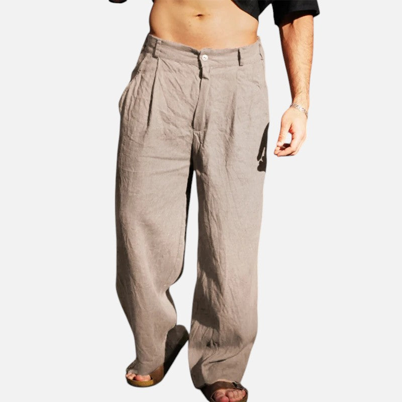 Ariste | Pantalon décontracté ample en coton et lin pour homme