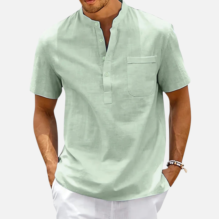 Ariste | Chemise à manches courtes en coton et lin pour hommes