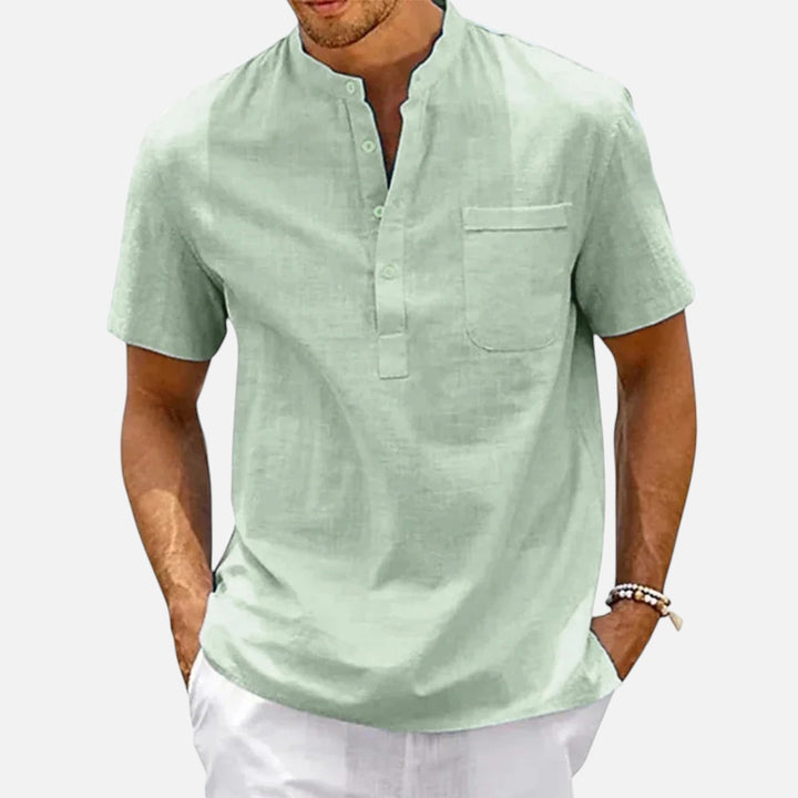 Ariste | Chemise à manches courtes en coton et lin pour hommes