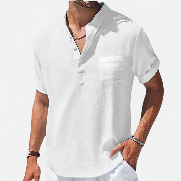 Ariste | Chemise d'été décontractée à manches courtes en lin pour homme