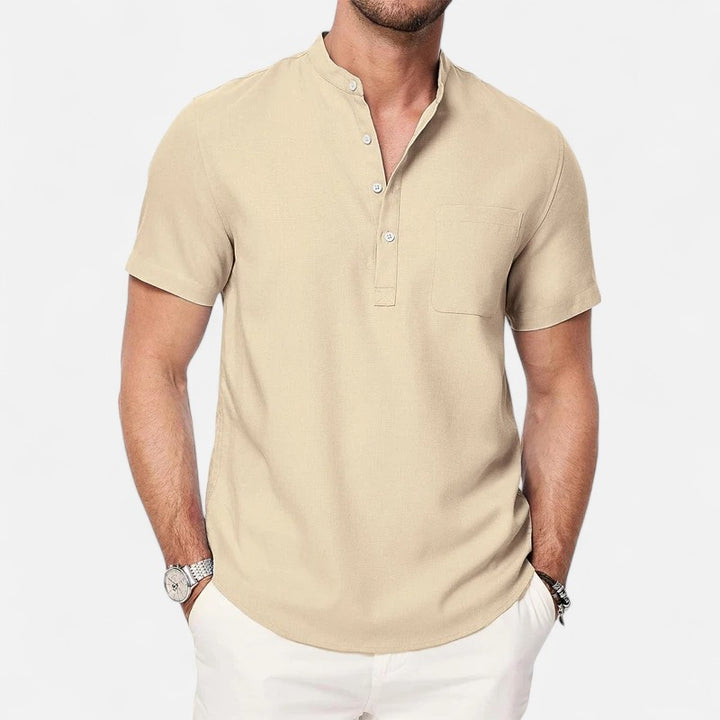 Ariste | T-shirt Henley décontracté à manches courtes pour homme