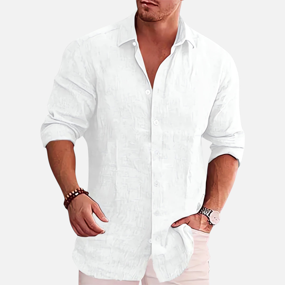 Ariste | Chemise décontractée en lin à manches longues pour homme