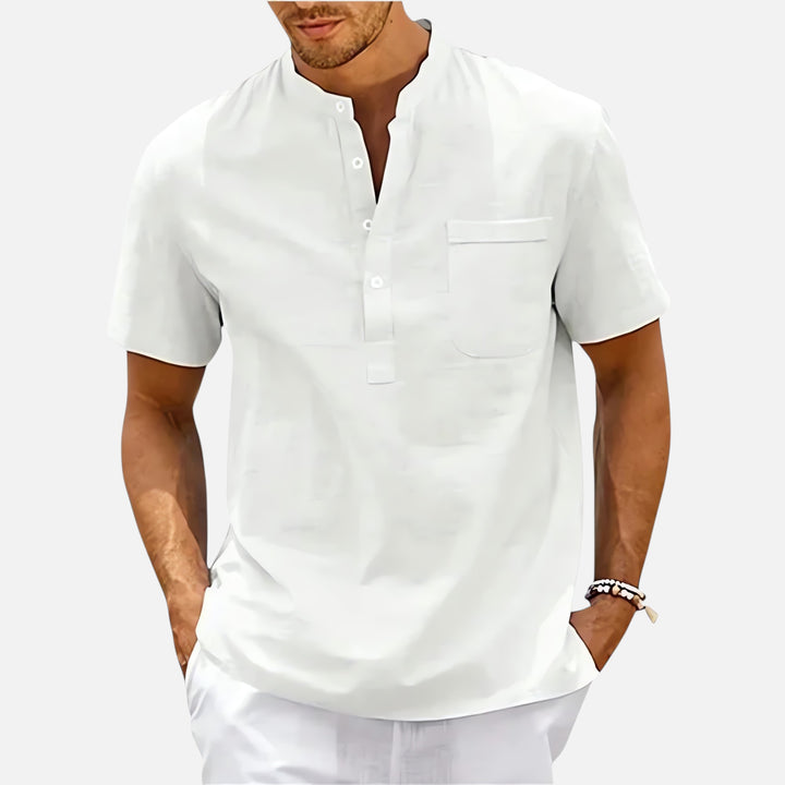 Ariste | Chemise à manches courtes en coton et lin pour hommes