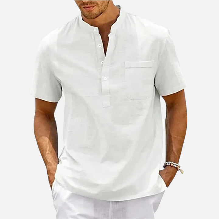 Ariste | Chemise à manches courtes en coton et lin pour hommes