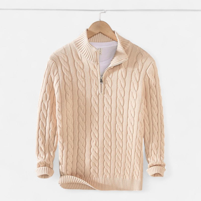 Ariste | Pull à demi-zip en maille torsadée pour homme
