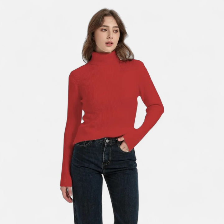 Ariste | Pull Femme Col Roulé Côtelé – Coupe Slim