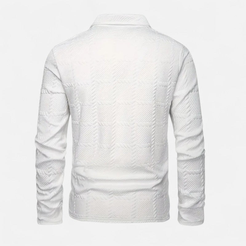 Ariste | Polo homme à manches longues en tissu gaufré