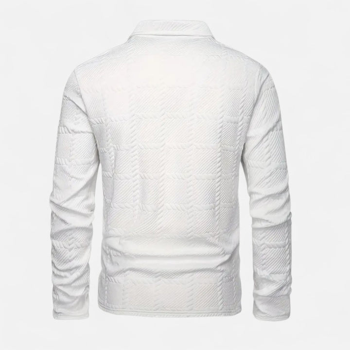 Ariste | Polo homme à manches longues en tissu gaufré