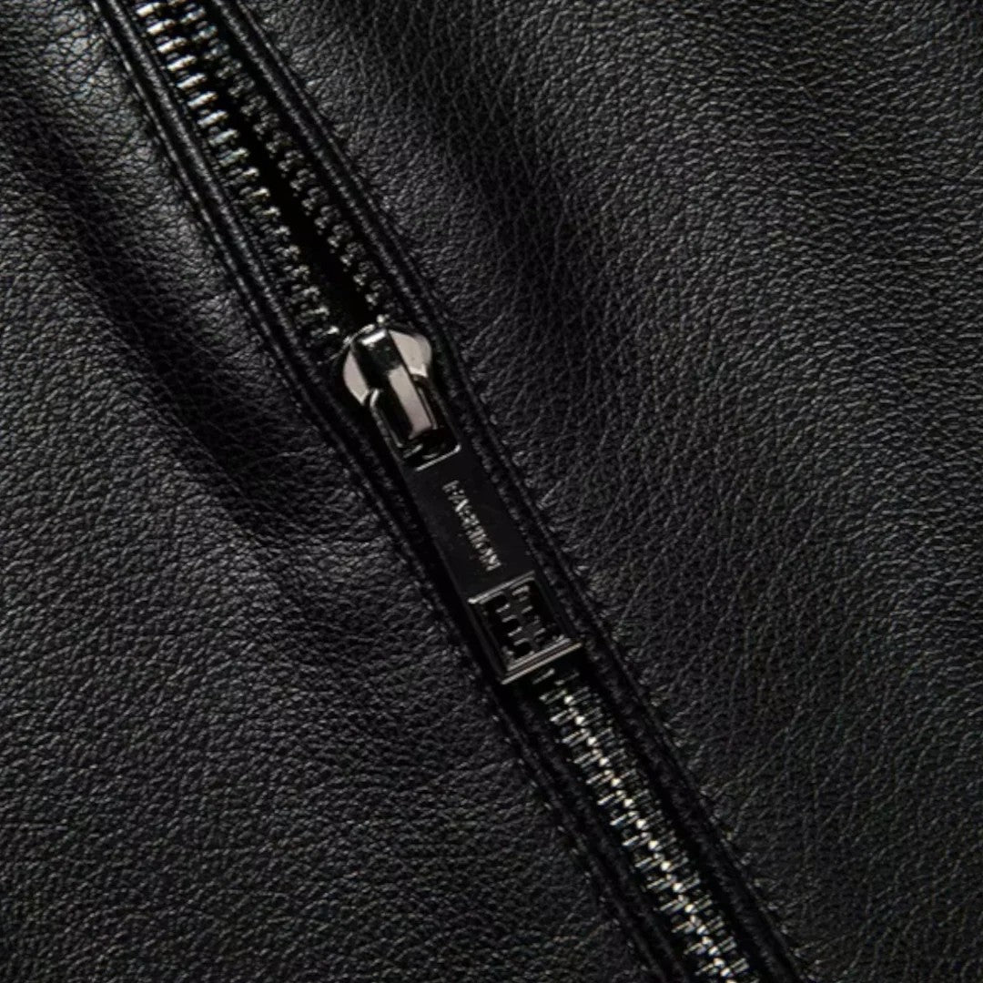 Ariste | Veste en cuir de mouton haut de gamme avec col montant